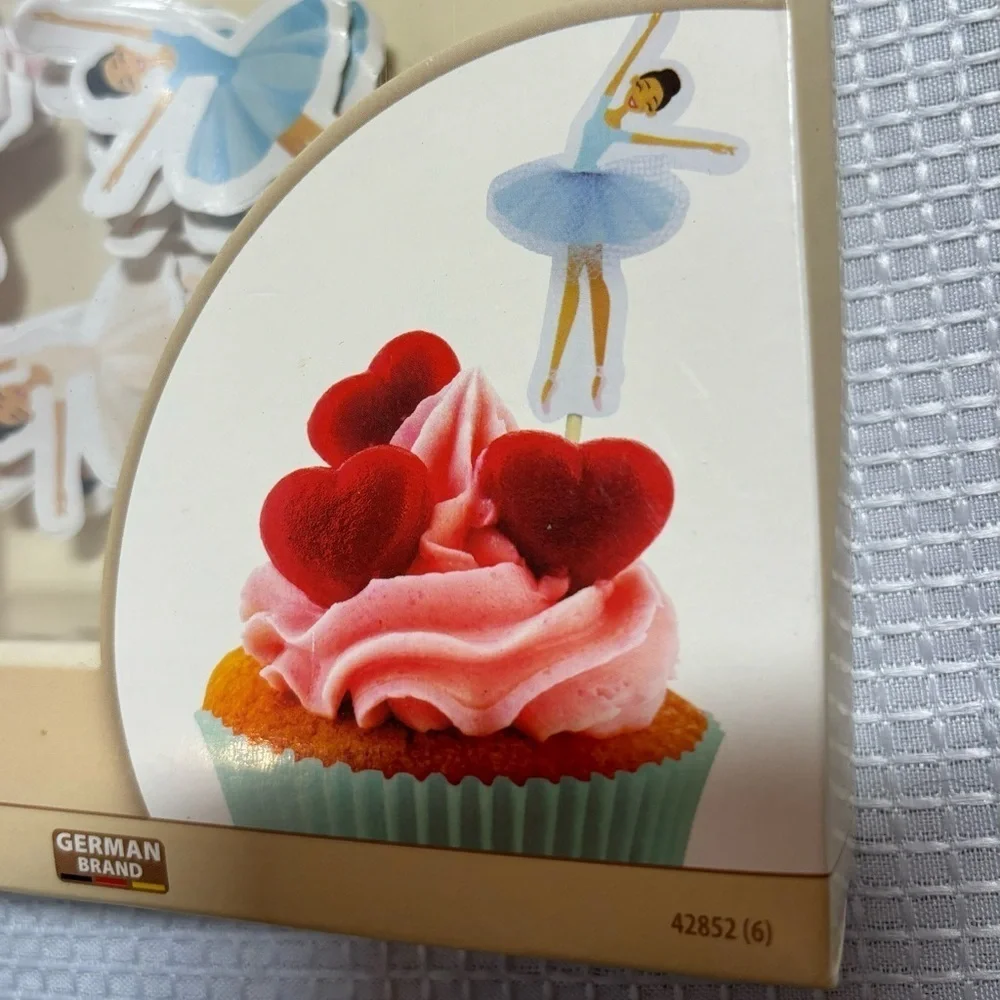 ZENKER 48 ballerina ballet pink & blue cupcake baking tutu wrappers & toppers.
